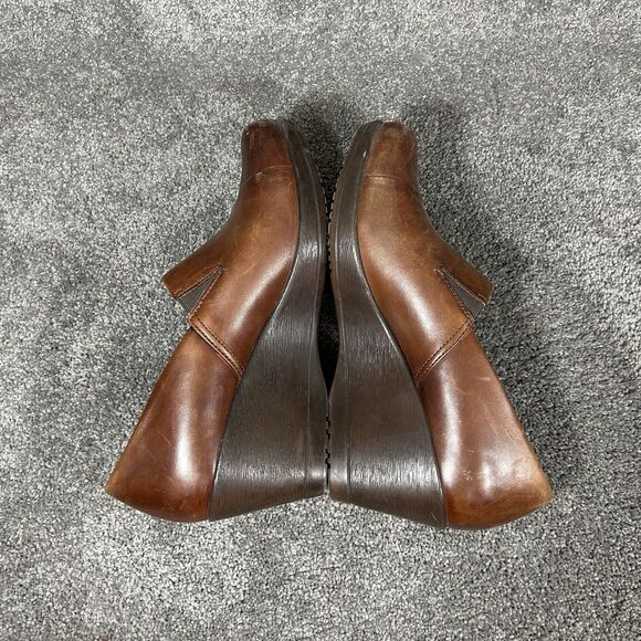 Dansko Rosaline Womens 41 Brown Leather Casual Wedge Heels Pump Slip On Shoes - Picture 8 of 10